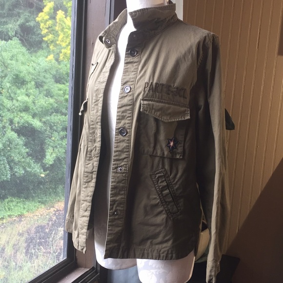 Love tree Army green jacket size large patchwork - Picture 2 of 6